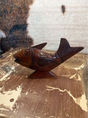 Hand Carved Wooden Fish Figurine